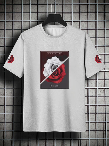 Mens Cotton Sticker Printed T-Shirt by Tee Tall TTMPS104 - Grey