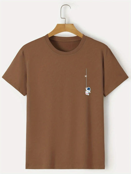Mens Cotton Sticker Printed T-Shirt TTMPS101 - Brown