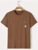 Mens Cotton Sticker Printed T-Shirt TTMPS101 - Brown