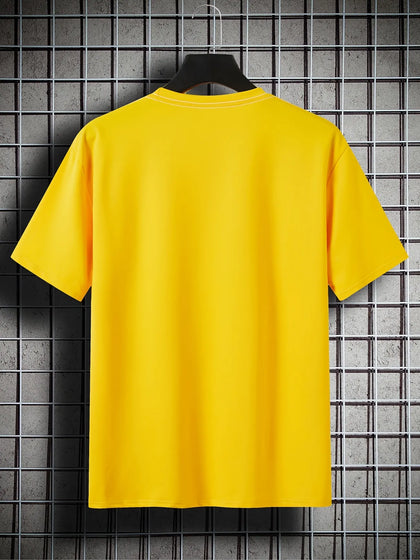 Mens Cotton Sticker Printed T-Shirt by Tee Tall TTMPS104 - Yellow