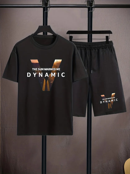 Mens Summer Shorts + T-Shirt Set - TTMSS162 - Black Black