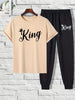 Mens Summer Pants + T-Shirt Set - TTMSTS1 - Cream Black