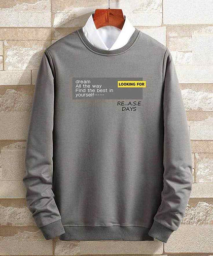 Mens Printed Sweatshirt by Tee Tall TTMPWS11 - Grey
