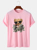 Mens Cotton Sticker Printed T-Shirt TTMPS53 - Pink