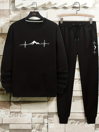 Mens Sweatshirt and Pants Set by Tee Tall - MSPSTT8 - Black Black