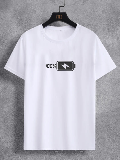 Mens Cotton Sticker Printed T-Shirt TTMPS90 - White