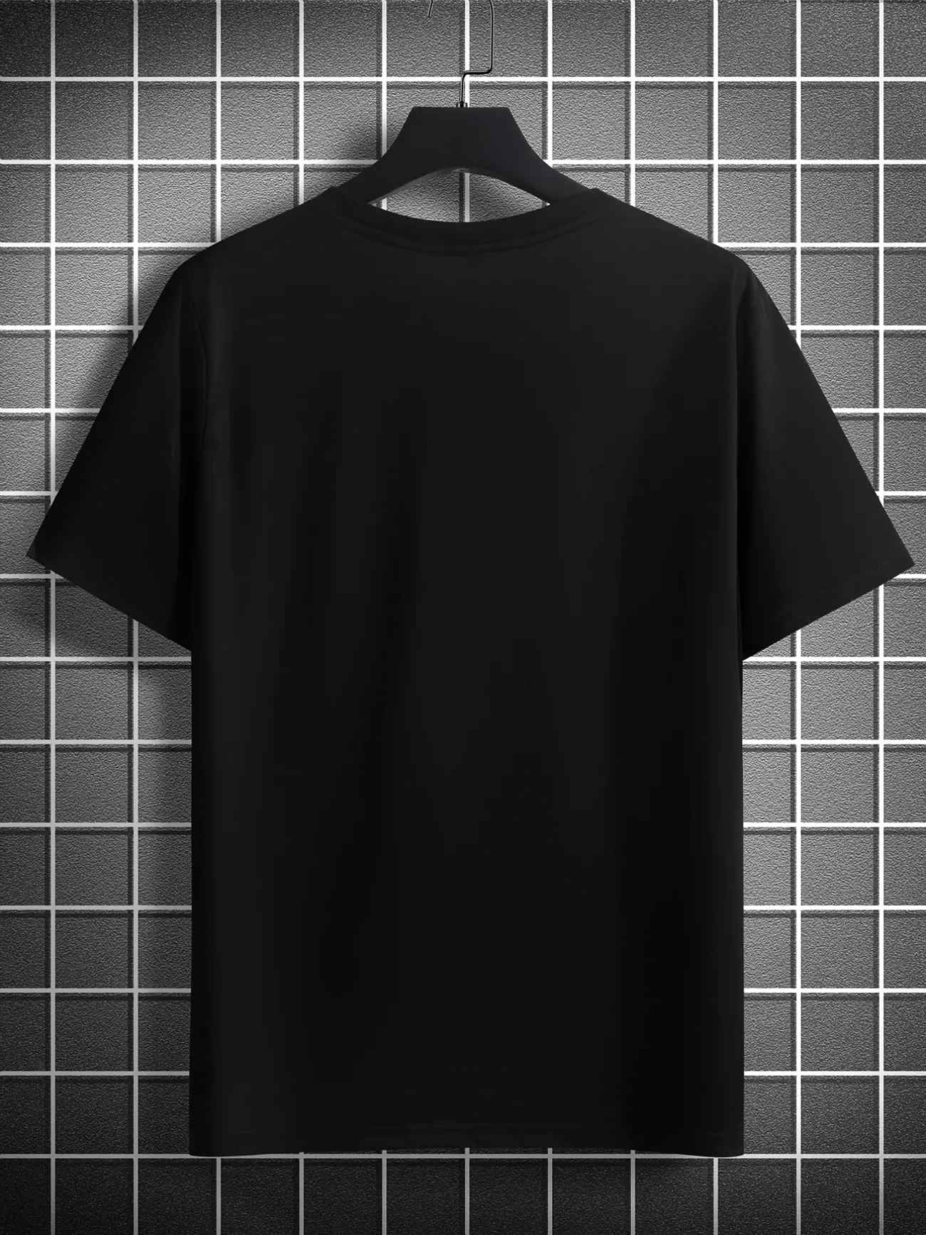 Mens Cotton Sticker Printed T-Shirt TTMPS80 - Black