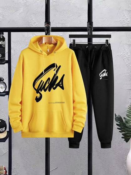 Mens Hoodie and Pants Set by Tee Tall - MHPSTT20 - Yellow Black