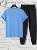 Mens Summer Pants + T-Shirt Set - TTMSTS5 - Light Blue Black
