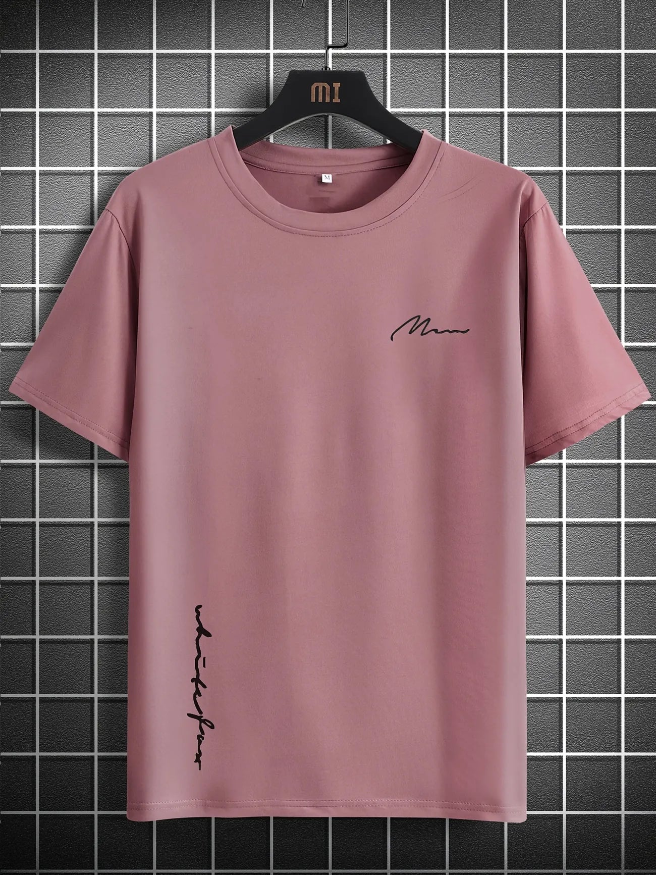 Mens Cotton Sticker Printed T-Shirt TTMPS98 - Pink