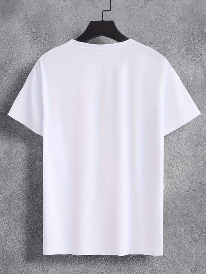 Mens Cotton Sticker Printed T-Shirt TTMPS91 - White