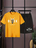 Mens Summer Shorts + T-Shirt Set - TTMSS165 - Orange Black