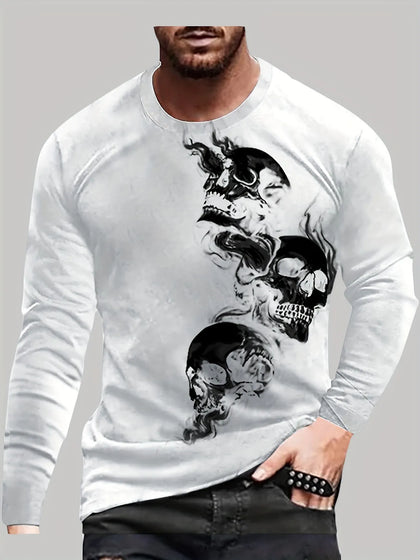Mens Cotton Sticker Printed Long Sleeve T-Shirt by Tee Tall LSTTMPS10 - White