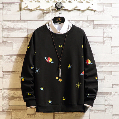 Mens Printed Sweatshirt by Tee Tall TTMPWS76 - Black