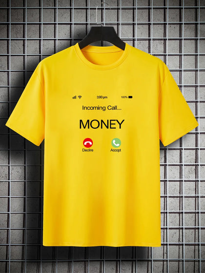 Mens Cotton Sticker Printed T-Shirt by Tee Tall TTMPS105 - Yellow