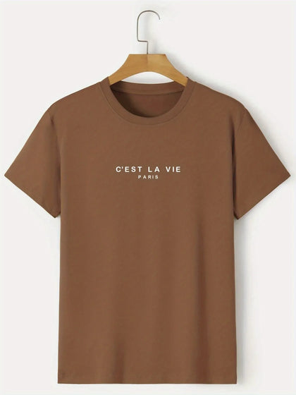 Mens Cotton Sticker Printed T-Shirt TTMPS94 - Brown