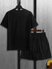 Mens Summer Shorts + T-Shirt Set - TTMSS150 - Black Black