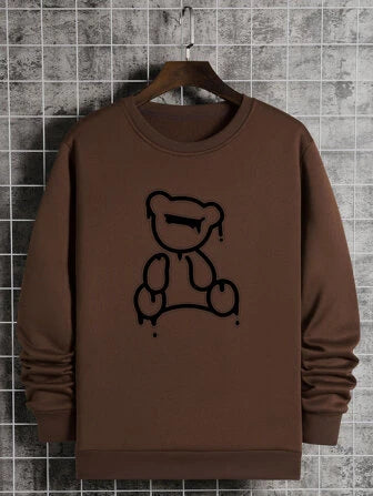 Mens Printed Sweatshirt by Tee Tall TTMPWS24 - Brown