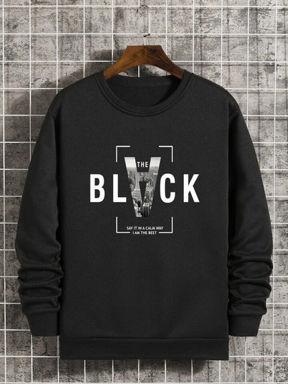 Mens Printed Sweatshirt by Tee Tall TTMPWS25 - Black
