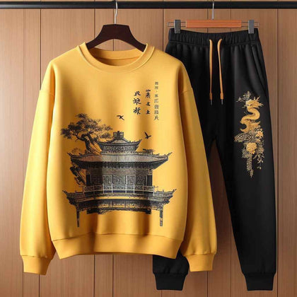 Mens Sweatshirt and Pants Set by Tee Tall - MSPSTT60 - Yellow Black