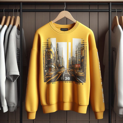 Mens Printed Sweatshirt by Tee Tall TTMPWS111 - Yellow