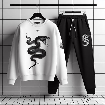 Mens Sweatshirt and Pants Set by Tee Tall - MSPSTT69 - White Black