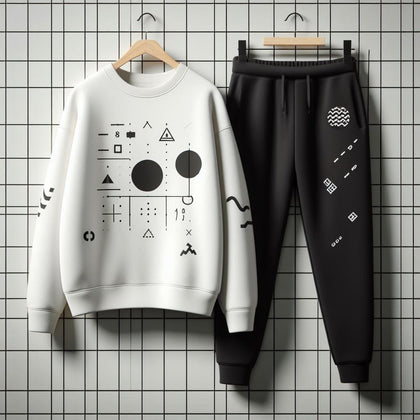 Mens Sweatshirt and Pants Set by Tee Tall - MSPSTT72 - White Black