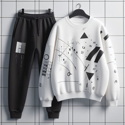 Mens Sweatshirt and Pants Set by Tee Tall - MSPSTT73 - White Black