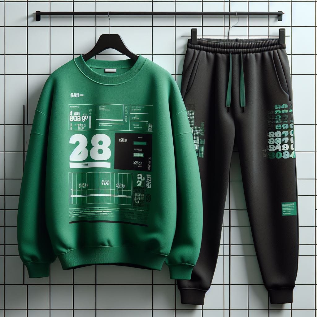 Mens Sweatshirt and Pants Set by Tee Tall - MSPSTT86 - Green Black