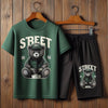 Mens Summer Shorts + T-Shirt Set by Tee Tall - TTMSS183 - Green Black
