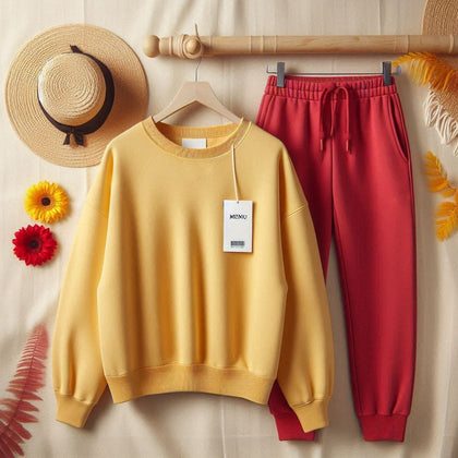 Womens 2 Piece CORE Winter Sweatshirt Co Ord Set MWCWSS1 - Yellow Red