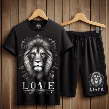 Mens Summer Shorts + T-Shirt Set by Tee Tall - TTMSS180 - Black Black