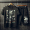 Mens Summer Shorts + T-Shirt Set by Tee Tall - TTMSS192 - Black Black