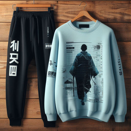 Mens Sweatshirt and Pants Set by Tee Tall - MSPSTT87 - Light Blue Black