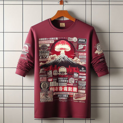 Mens Cotton Sticker Printed T-Shirt by Tee Tall TTMPS107 - Maroon