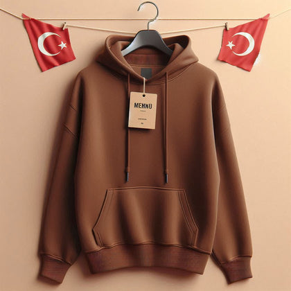 Womens Memnu Cotton Fleece Pullover CORE Hoodie - Brown