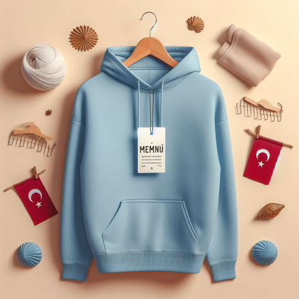 Womens Memnu Cotton Fleece Pullover CORE Hoodie - Light Blue