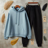 Womens 2 Piece CORE Winter Hooded Co Ord Set MWCWHS2 - Light Blue Black