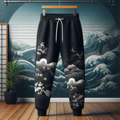 Mens Printed Jogger Pants by Tee Tall - TTMPJP7 - Black
