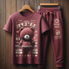 Mens Pants + T-Shirt Printed Set by Tee Tall - TTMPTZS22 - Maroon Maroon