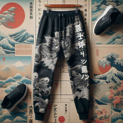 Mens Printed Jogger Pants by Tee Tall - TTMPJP6 - Black