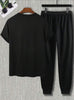 Mens Summer Pants + T-Shirt Set - TTMSTS7 - Black Black