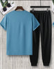 Mens Summer Pants + T-Shirt Set - TTMSTS7 - Blue Black