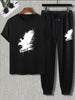 Mens Summer Pants + T-Shirt Set - TTMSTS8 - Black Black