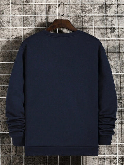 Mens Printed Sweatshirt by Tee Tall TTMPWS43 - Navy Blue