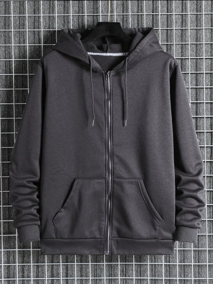 Tee Tall Mens Plain Zip Hooded Jacket TTZPHOJA - Charcoal