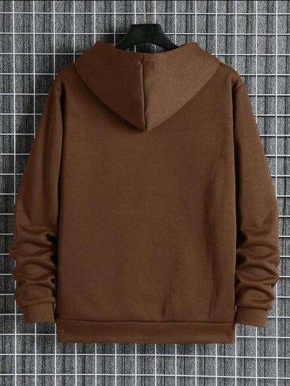 Tee Tall Mens Plain Zip Hooded Jacket TTZPHOJA - Brown