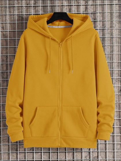 Tee Tall Mens Plain Zip Hooded Jacket TTZPHOJA - Yellow