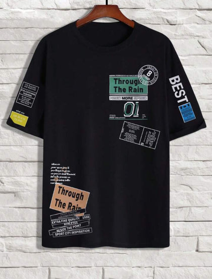 Nine Zero Stickers Printed NZMT1 T-Shirt - Black