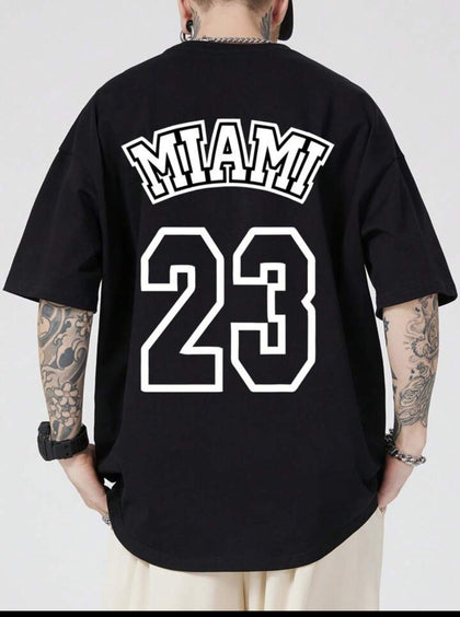 Nine Zero Miami 23 Front Back Printed NZMT5 T-Shirt - Black